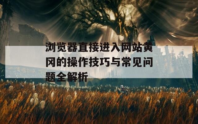 浏览器直接进入网站黄冈的操作技巧与常见问题全解析