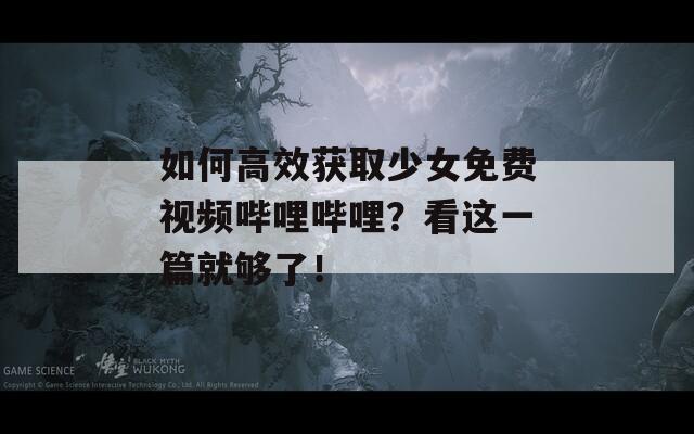 如何高效获取少女免费视频哔哩哔哩？看这一篇就够了！