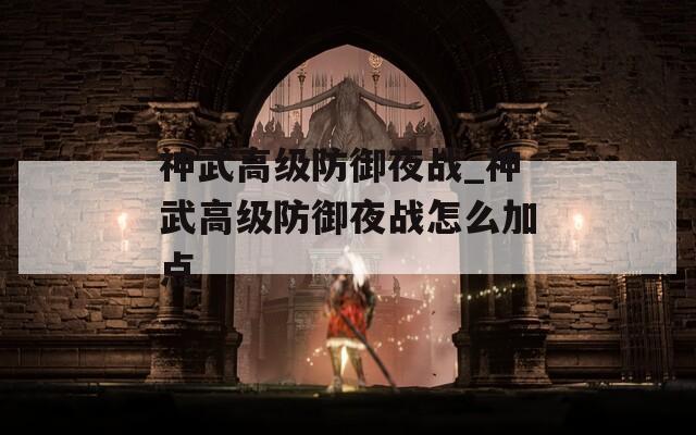 神武高级防御夜战_神武高级防御夜战怎么加点